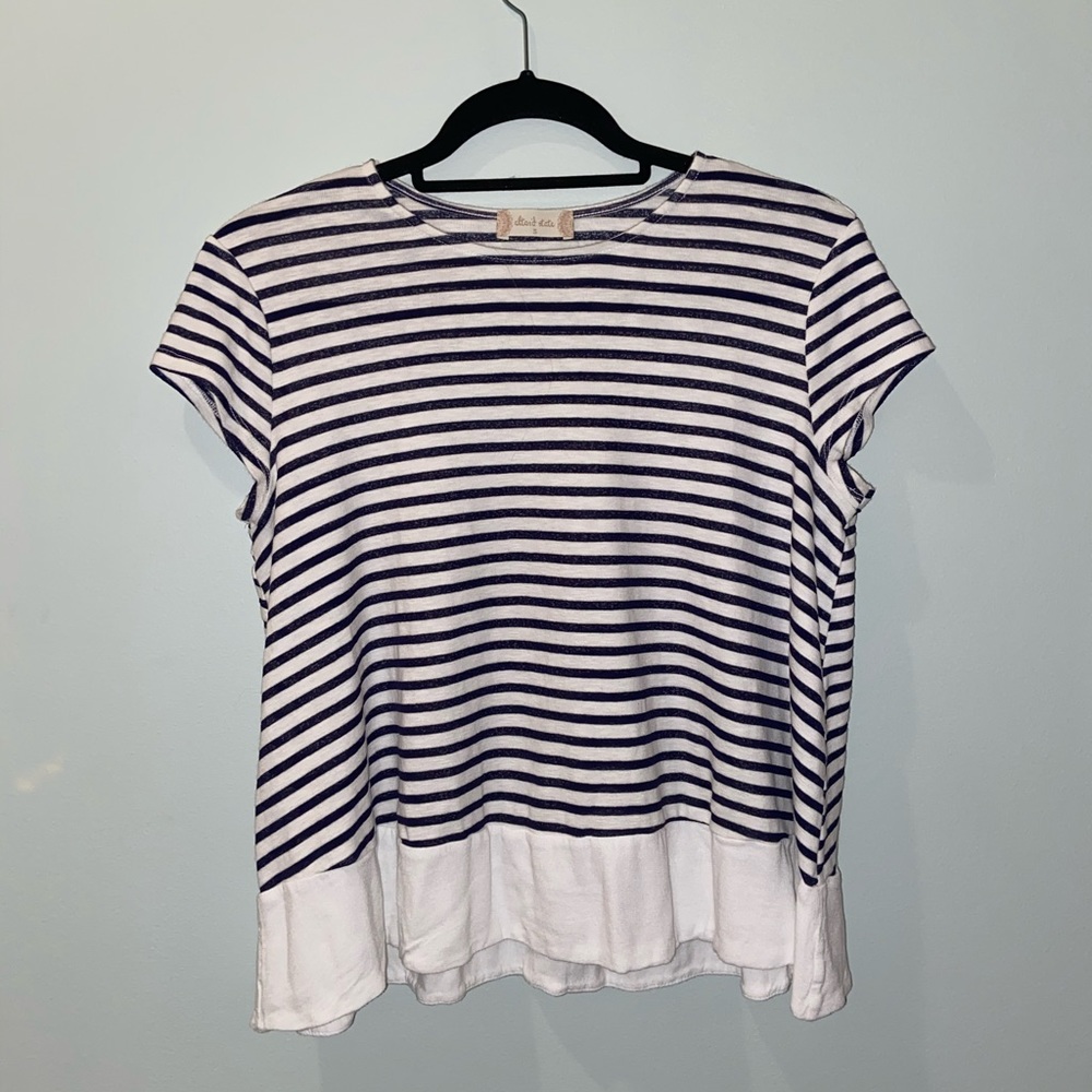 Navy and White Flowy Shirt